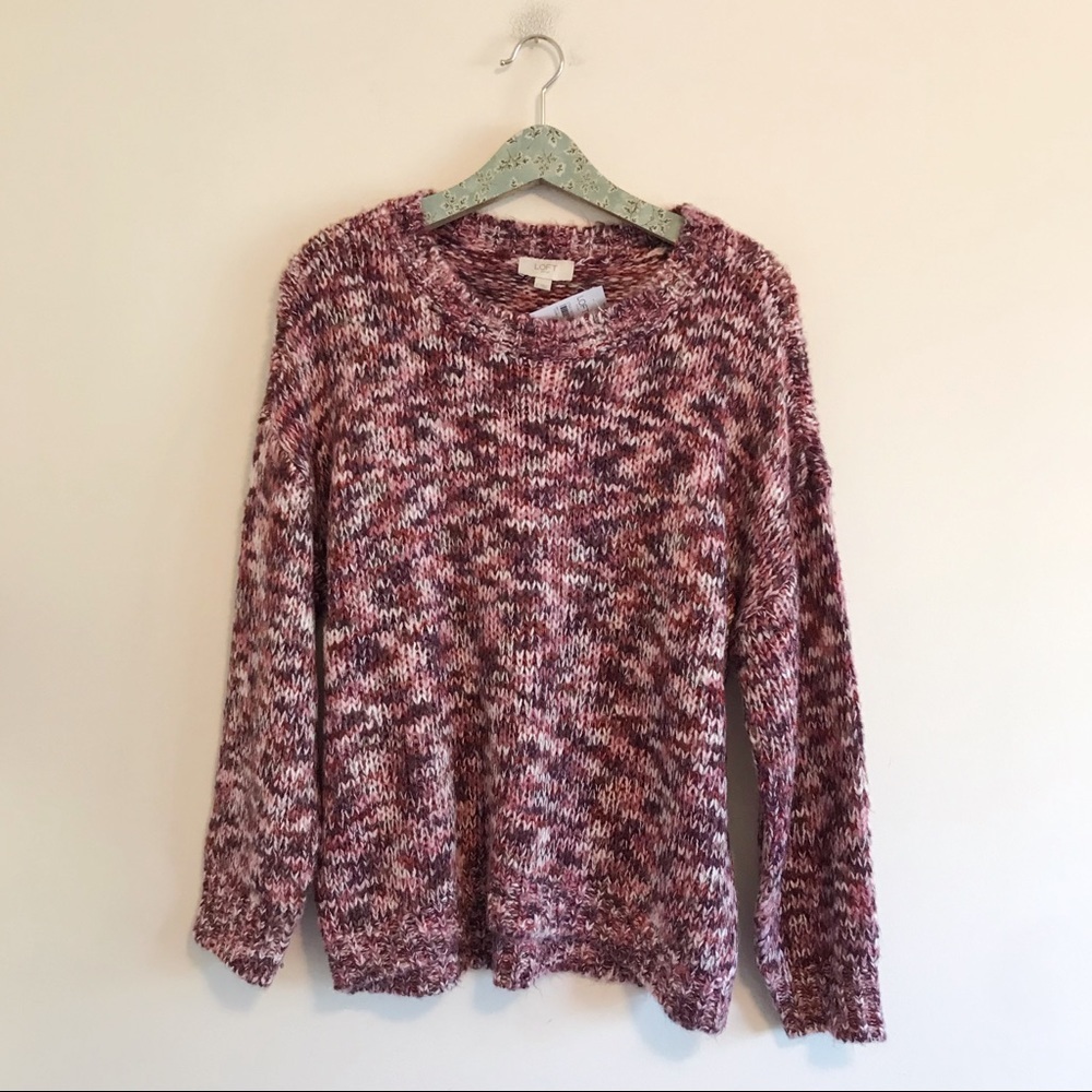 LOFT Outlet | NWT Pink Chunky Knit Crew Sweater